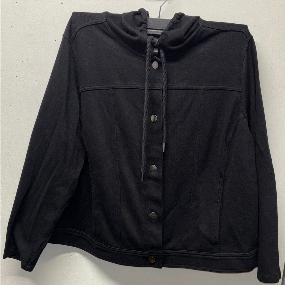 Women's Black Hooded Jacket by Isaac Mizrahi “Live”, 3Xlg,